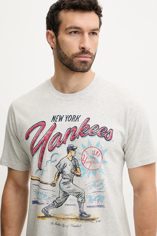 Хлопковая футболка 47 brand MLB New York Yankees серый BB017TEMECH638867CK