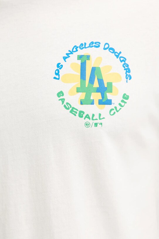 47 brand t-shirt bawełniany MLB Los Angeles Dodgers BB012TMIIIY657544SS beżowy