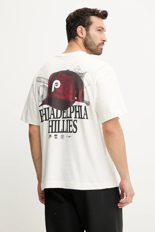 47 brand tricou din bumbac MLB Philadelphia Phillies print bej BB019TMQMLK646078SS