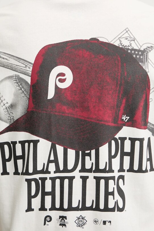 47 brand t-shirt bawełniany MLB Philadelphia Phillies BB019TMQMLK646078SS beżowy
