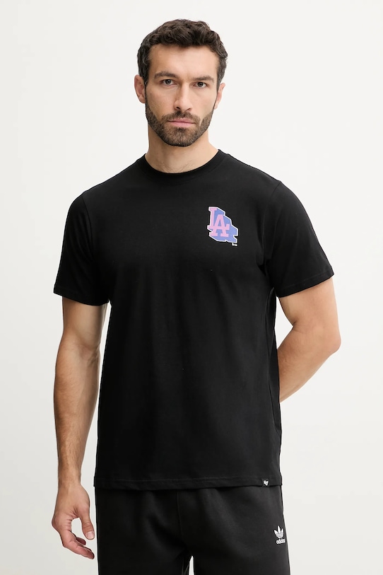 47 brand t-shirt bawełniany MLB Los Angeles Dodgers nadruk czarny BB012TMMADL658108JK