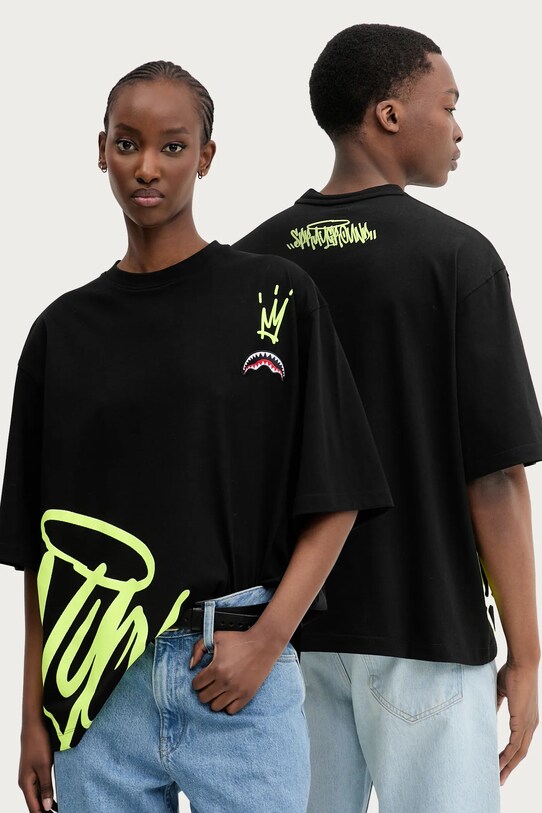 Sprayground t-shirt bawełniany nadruk czarny SP697BLK