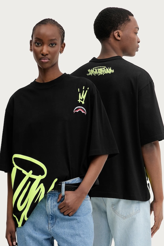 Sprayground t-shirt in cotone applique nero SP697BLK