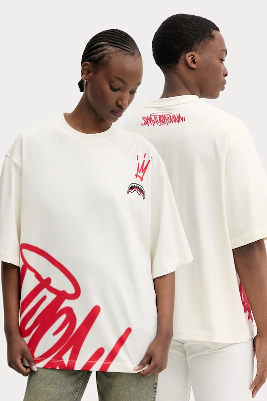 Sprayground t-shirt bawełniany nadruk beżowy SP697IVO