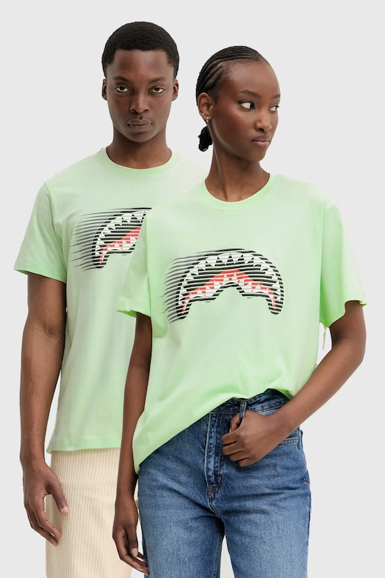 Sprayground t-shirt bawełniany nadruk zielony SP721AMBRO