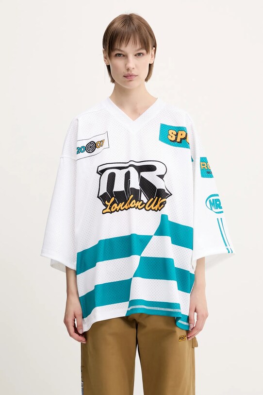 Martine Rose tricou Oversized Football 129JT10000 alb SS25