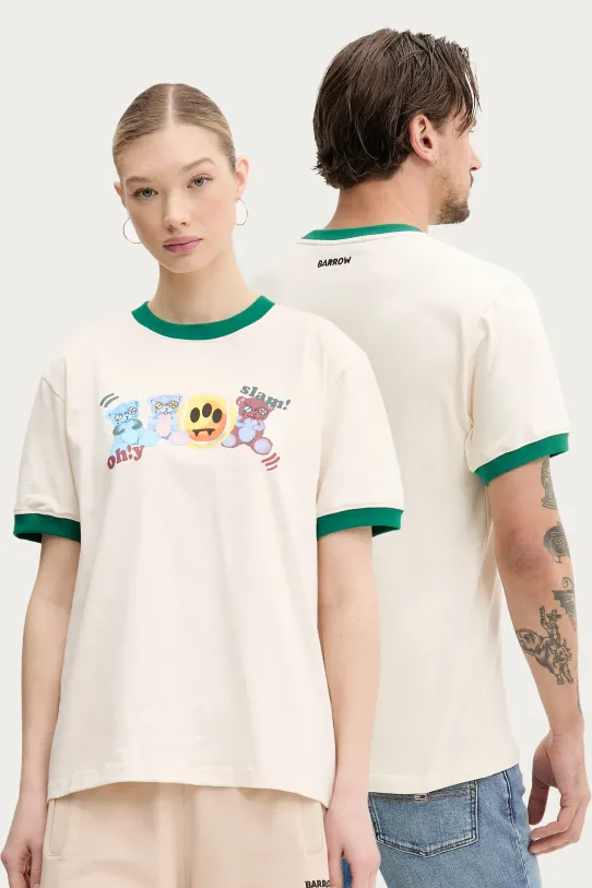 Barrow t-shirt bawełniany nadruk beżowy S5BWUATH051