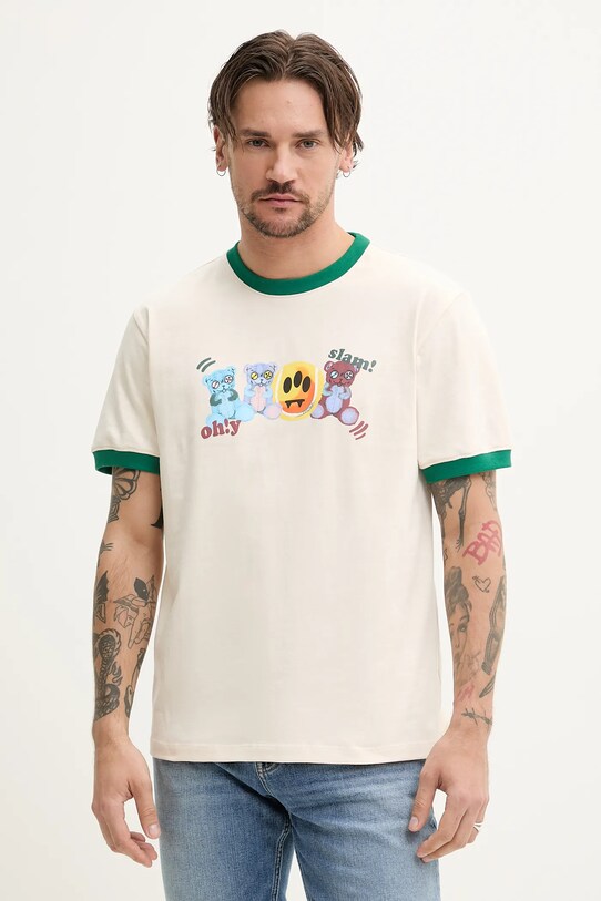 Barrow t-shirt bawełniany S5BWUATH051 beżowy SS25