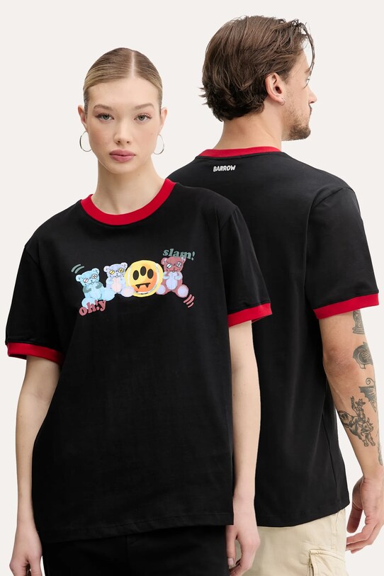 Barrow t-shirt bawełniany nadruk czarny S5BWUATH051