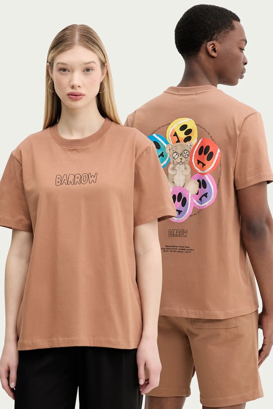 Хлопковая футболка Barrow хлопок коричневый S5BWUATH053
