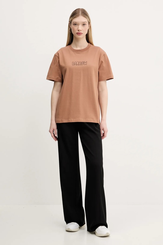 Хлопковая футболка Barrow S5BWUATH053 коричневый