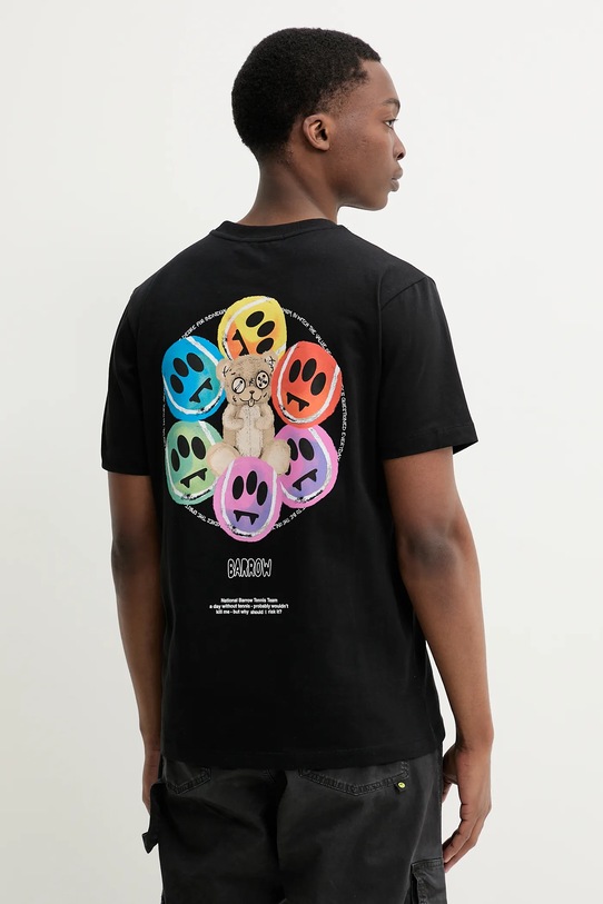 Хлопковая футболка Barrow S5BWUATH053 чёрный SS25