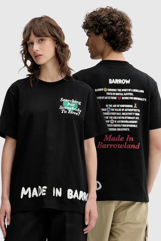 Bombažna kratka majica Barrow Okrogel črna S5BWUATH060