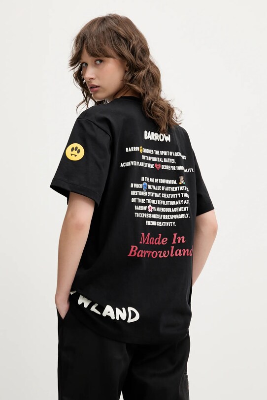 Oblačila Bombažna kratka majica Barrow S5BWUATH060 črna