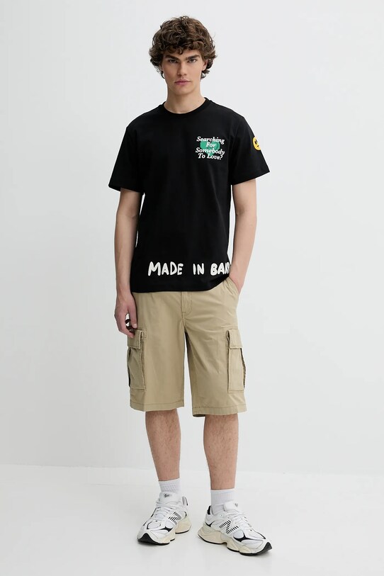 Bombažna kratka majica Barrow črna S5BWUATH060