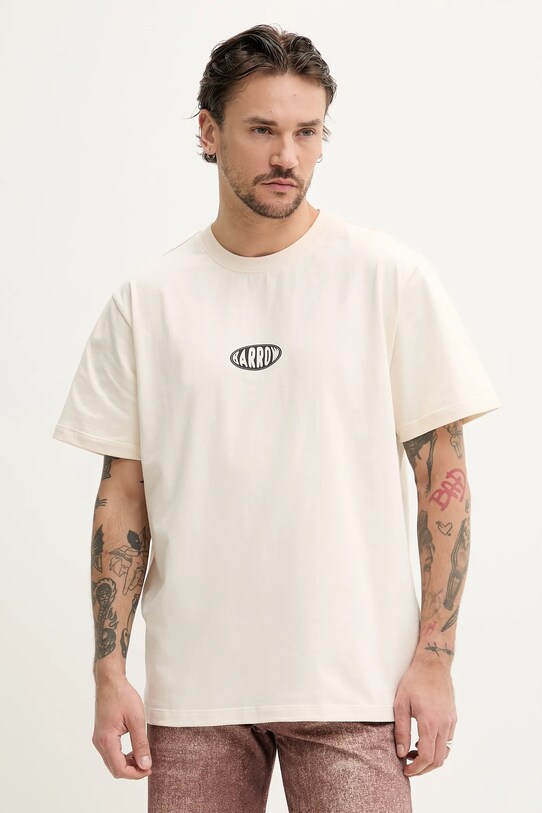 Barrow t-shirt bawełniany S5BWUATH066 beżowy SS25