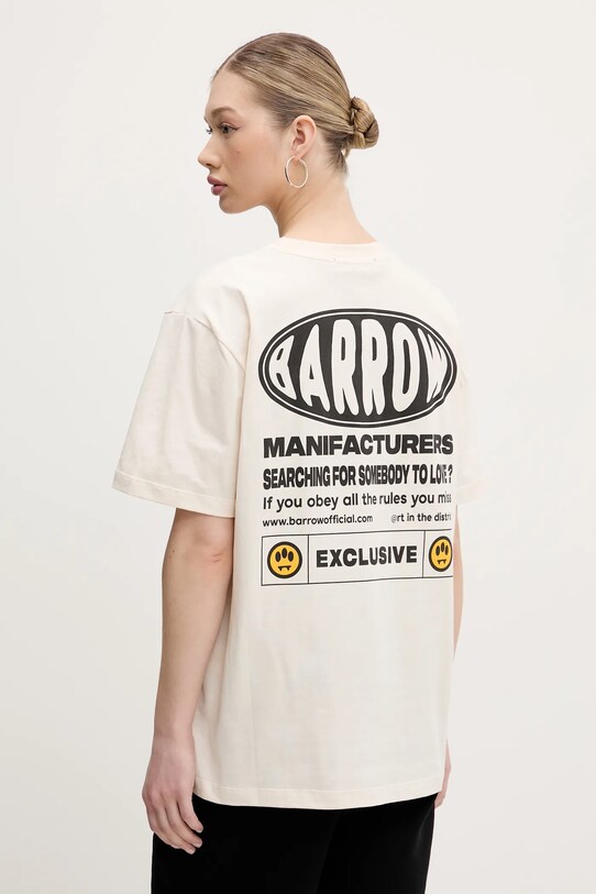 Odzież Barrow t-shirt bawełniany S5BWUATH066 beżowy