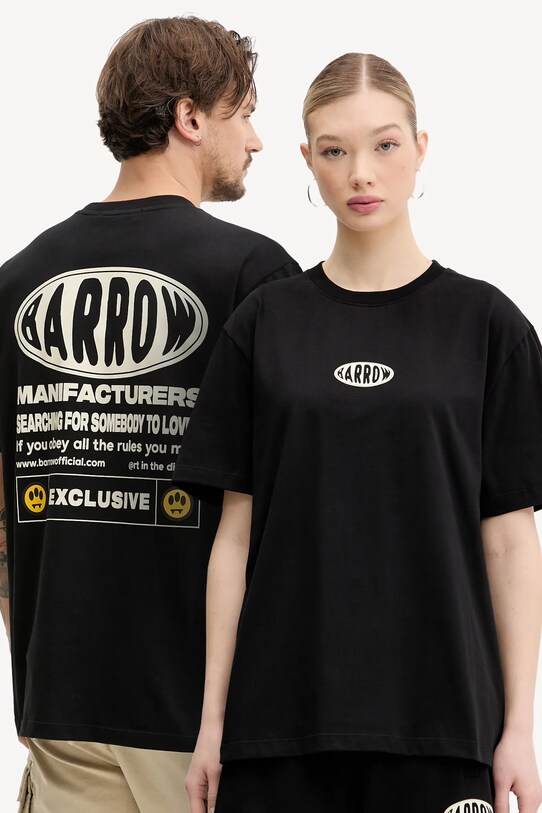Barrow t-shirt bawełniany nadruk czarny S5BWUATH066
