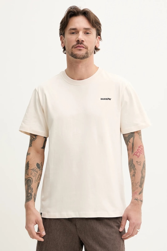 Bavlnené tričko Barrow S5BWUATH084 béžová SS25