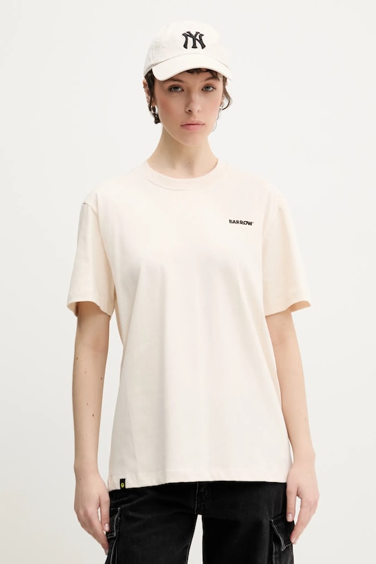 Oblečenie Bavlnené tričko Barrow S5BWUATH084 béžová