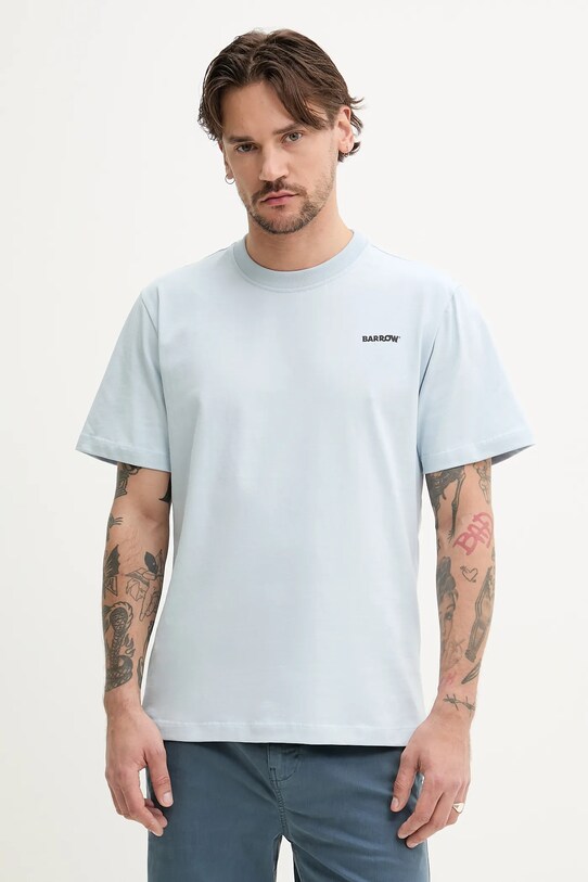 Barrow t-shirt bawełniany S5BWUATH084 niebieski SS25