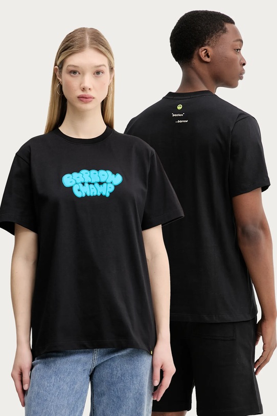 Bavlněné tričko Barrow kulatý černá S5BWUATH148