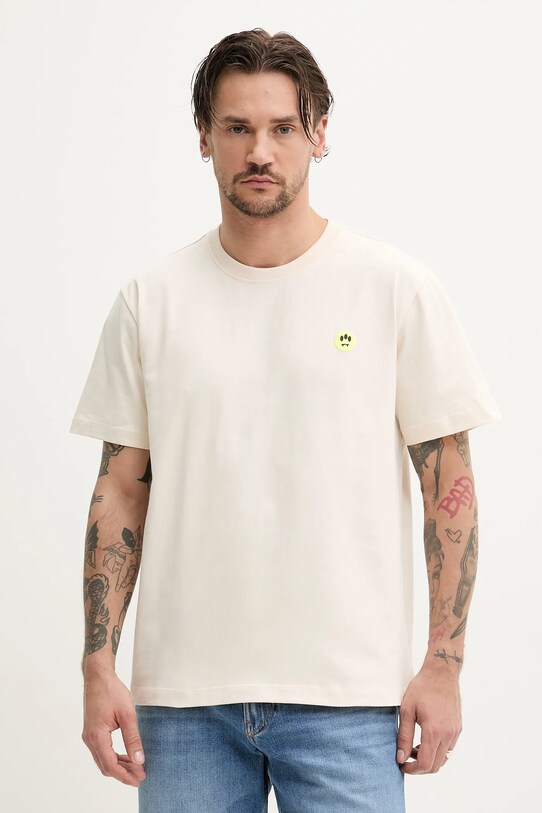 Barrow t-shirt bawełniany S5BWUATH152 beżowy SS25
