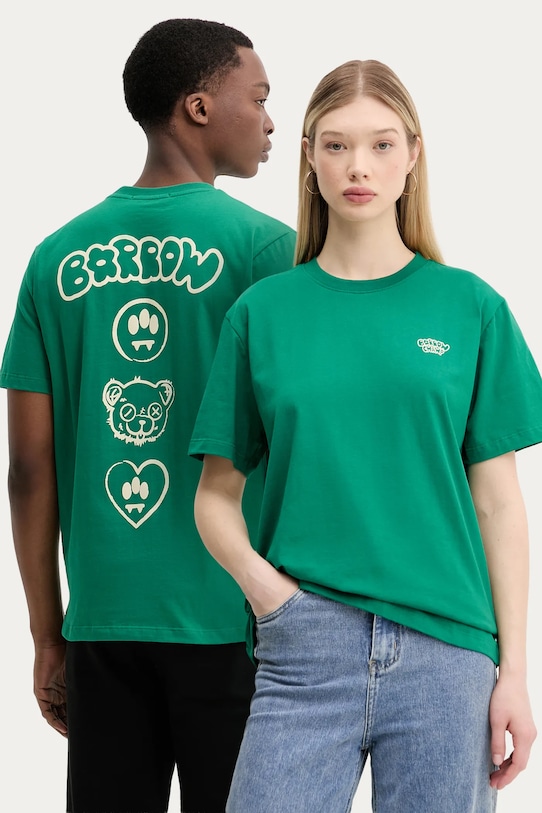 Βαμβακερό μπλουζάκι Barrow στάμπα πράσινο S5BWUATH159