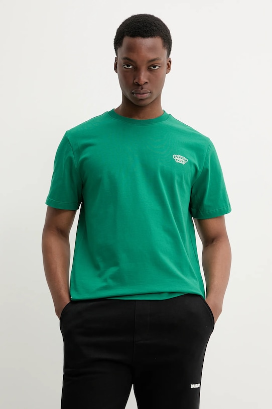 Βαμβακερό μπλουζάκι Barrow S5BWUATH159 πράσινο SS25