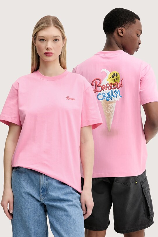 Barrow t-shirt bawełniany nadruk różowy S5BWUATH161