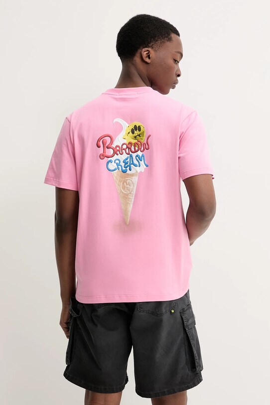 Barrow t-shirt bawełniany S5BWUATH161 różowy SS25