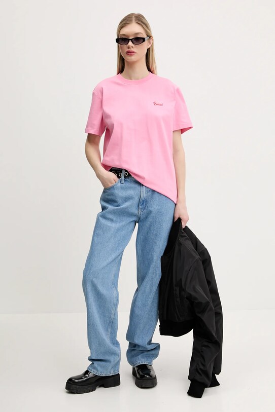 Barrow t-shirt bawełniany S5BWUATH161 różowy