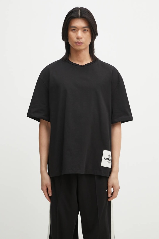 Хлопковая футболка Fiorucci Logo Label Boxy Fit relaxed чёрный U02SPTSH103CJ01BK01