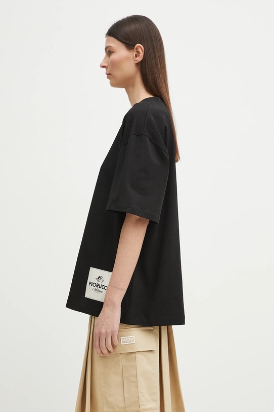 Bavlněné tričko Fiorucci Logo Label Boxy Fit černá U02SPTSH103CJ01BK01