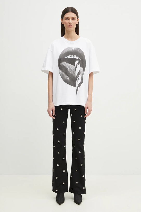 Fiorucci tricou din bumbac Mouth Print Boxy U02SPTSH103CJ01WH05