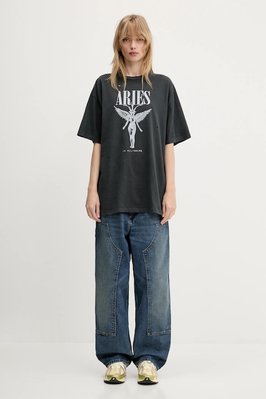 Βαμβακερό μπλουζάκι Aries Destroyed Nirvana SS Tee AR6001803