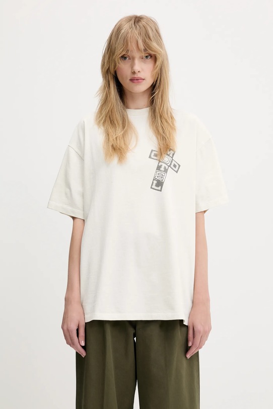 Aries t-shirt bawełniany Faded God Town SS Tee AR6003803 beżowy SS25