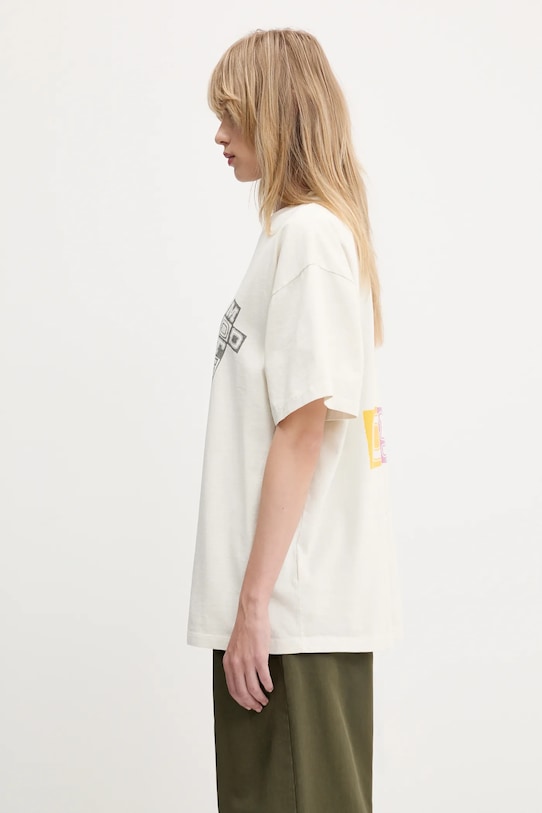 Βαμβακερό μπλουζάκι Aries Faded God Town SS Tee μπεζ AR6003803