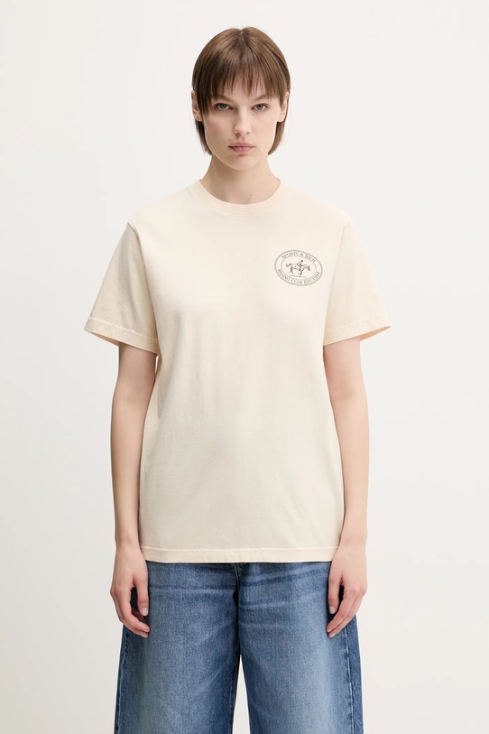 Памучна тениска Sporty & Rich Riding Club TO043612244CR01 бежов SS25