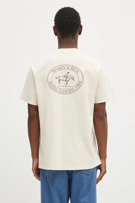 Памучна тениска Sporty & Rich Riding Club TO043612244CR01 бежов