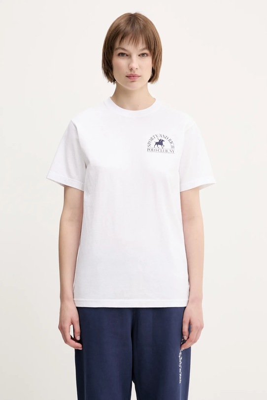 Pamučna majica Sporty & Rich Polo Club TO043612252WH01 bijela SS25