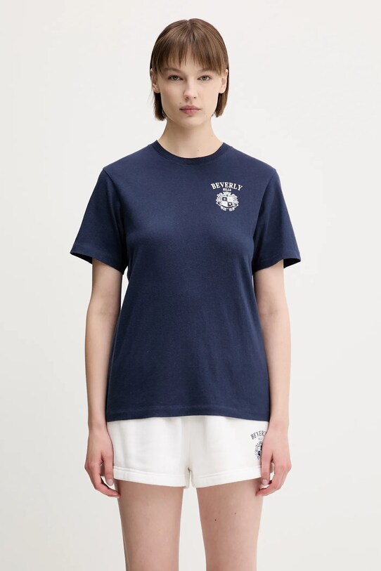 Sporty & Rich t-shirt bawełniany Bh Crest Soft TO089626256BL106 granatowy SS25