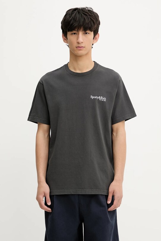 Sporty & Rich t-shirt bawełniany Hwcny nadruk szary TO043622016BA02