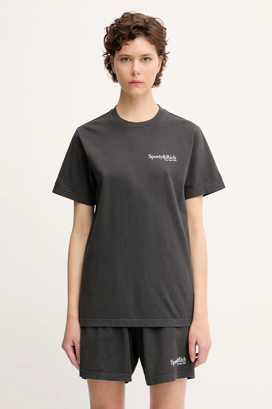 Sporty & Rich t-shirt bawełniany Hwcny TO043622016BA02 szary SS25