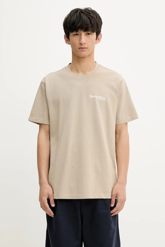 Sporty & Rich t-shirt bawełniany Hwcny nadruk beżowy TO043622016GY15