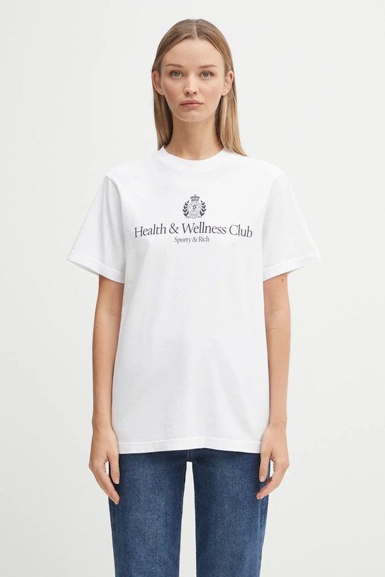 Sporty & Rich t-shirt bawełniany H&W Crest TO043620241WH01 biały SS25