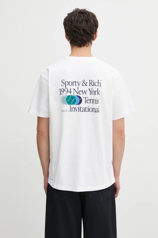 Sporty & Rich t-shirt bawełniany Invitational TO043621168WH01 biały