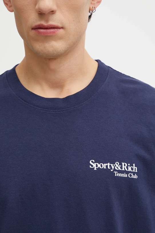 Sporty & Rich t-shirt bawełniany Play Tennis granatowy TO043621425BL106