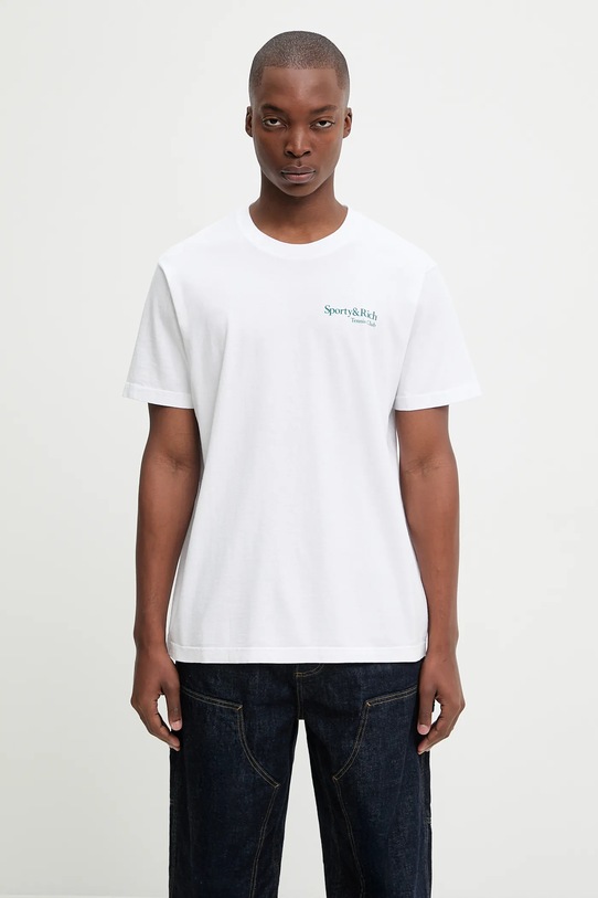 Sporty & Rich t-shirt bawełniany Play Tennis TO043621425WH01 biały
