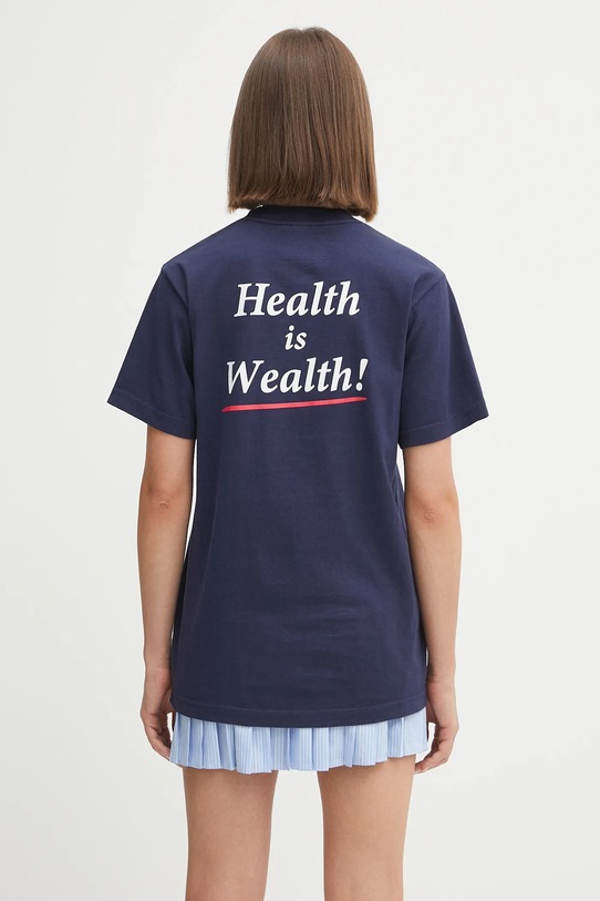 Βαμβακερό μπλουζάκι Sporty & Rich Health Is Wealth TO043602006BL106 σκούρο μπλε SS25